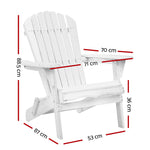 Gardeon Adirondack Outdoor Chairs Wooden Foldable Beach Chair Patio Furniture White FF-BEACH-NTLCHAIR-WH