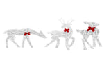 3 Piece Lighted Christmas Deer Family Set Outdoor Yard Decoration with LED Lights Red Bows Mother V1294-YM0710-3111230254211