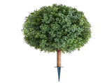 Artificial Topiary Boxwood Trees with Ground Spike, 2 Set 686mm Faux Shrubs & Bushes Potted Plants, V952-DDMJCRGXJHYMXNYUV001V0
