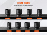 Axle Nut Impact Socket Set, 3/4" Drive Deep 6-Point 8-Piece SAE Spindle Nut Socket Set, CR-MO Heat V952-ZLMTTCZLM34693CRKV0