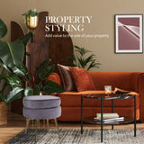 Ottoman Foot Stool Velvet Fabric Metal Leg Round GREY V274-FT-VST-1596-GY