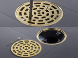 Round Shower Drain SUS304 Stainless Steel Brushed Gold Shower Drain 4 inch with Adjustable PVC Base V1258-DP02-C-2235