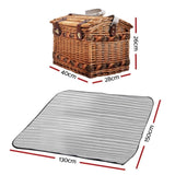 Alfresco 4 Person Picnic Basket Set Storage Blanket PICNIC-4PPL-CHEESE-BR