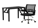 Artiss Computer Desk Mesh Office Chair Set Foldable Home Study Table Black MET-DESK-FD-80-2004-BK