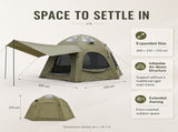 Weisshorn 4 Person Inflatable Camping Tent TC Canvas Sun Shade Rain-Ready XFSK-GN-TC-AW