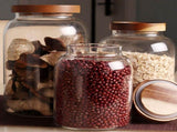 Glass Jar with Wooden Airtight Lid,Large Glass Storage Jar set of 3, BPA-Free Cereal Dispenser Jars V1192-AZ-W-10200