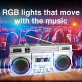 Laser 80s Party Bluetooth BoomBox Sliver V1031-SP-RTOBOM-324