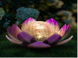 Huaxu Solar Lights for Outdoor Decor,Purple Lotus Light,Waterproof LED Glass Flower Light for V1370-AZ4-01228