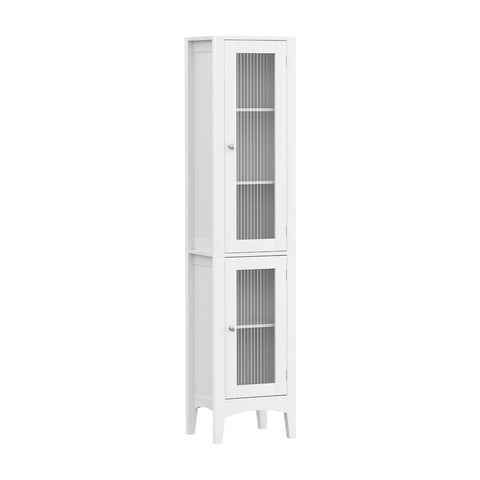 Artiss Bathroom Storage Cabinet 160cm Tall Slim Floor Cupboard Toilet Glass Door White FURNI-C-BATH-TB02-WH