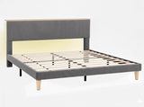 Artiss Queen Bed Frame Upholstered Adjustable Headboard Mood Lighting Heavy Duty Grey Velvet BFRAME-H-ROYCE-Q-GY-AB