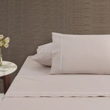 Accessorize White/Natural Piped Hotel Deluxe Cotton Sheet Set Queen V442-HIN-SHEETS-HOTELPIPED-WHITENATURAL-QS