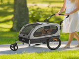 Dog Bike Trailer, Supports up to 40 kg, 2-in-1 Pet Stroller Cart Bicycle Carrier, Easy Folding Cart V952-TCTCLYSCWZXCSF5IBV0