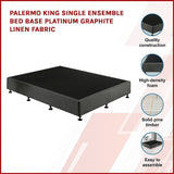 Palermo King Single Ensemble Bed Base Platinum Graphite Linen Fabric V63-823221