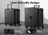 Wanderlite 4pcs Trunk Luggage Suitcase Set Travel Carry On TSA Lock Black LUG-ABS-TRUK01-4SET-BK