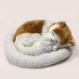 Realistic Sleeping Cat Toy Breathing Cat Stuffed Animal Doll with Mat Plush Toys for Children Home V1294-YM0714-10332431