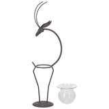 Deer Shape Wrought Iron Plant Stand Transparent Glass Hydroponic Plant Vase for Living RoomType B V1294-YM0710-3111210273512