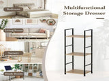CARLA HOME 3 Tier Bookshelf - Wood Metal Display Shelf - Brown - Rustic - Steel - Living Room Office V178-36410