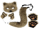Grass yellow Halloween Furry Fox Costume Set - Plush Mask, Ears Headband, Tail, and Paws for Cosplay V888-ELOSUNG34298