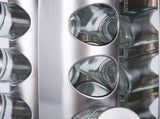 Modern stainless steel round rotating spice rack with 12 empty glass jars V888-ELOSUNG26113
