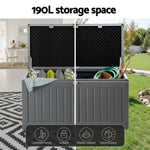 Gardeon Outdoor Storage Box 190L Container Lockable Garden Bench Tool Shed Black OSB-S190-BK