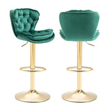 SERENIT Swivel Bars Set of 2 Counter Height Barstools with Back Velvet Upholstered Adjustable V255-GP2210R-EMGREEN