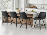 Artiss 4x Bar Stools Kitchen Dining Chair Counter Stool Diamond PU Leather Black BA-K-799-BKX4
