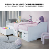 Kingston Slumber Wooden Single Sofa Bed Frame with Storage Drawers - White V219-BEDBFSKSS1WA