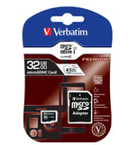 Verbatim 32GB MicroSD SDHC SDXC Class10 UHS-I Memory Card 45MB/s Read 10MB/s Write 300X Read Speed V1202-V2-FMV-44083