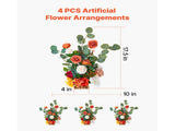 Standing Artificial Flowers Arrangements 4 PCS, 450 mm Tall Faux Flower Decorations for Wedding V952-ZSHQDLSCS175RY2Y4001V0
