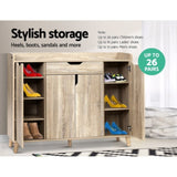 Artiss Shoe Rack Cabinet 26 Pairs Adjustable Pine Cissy FURNI-O-SHOE-120-WD-AB