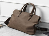 Gray Brown Men'S Leather Briefcase Laptop Bag Professional Carry-All Commuter Attach V1347-127-BRO-59768