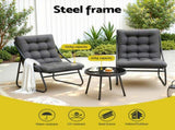 Gardeon 3PC Outdoor Bistro Set Patio Furniture Table and Chairs Steel Dining Chair ODF-BISTRO-CSL-GE