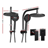 Cefito 9'' Rain Shower Head Set Handheld Round High Pressure Twins Tap Black SHOWER-A1-RO-9-BK-TAP