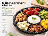 10 Pcs Round Appetizer Serving Tray with Lids, Disposable Food Storage Containers, Fruit Plastic V1369-AZ3-W-16325