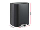 Cefito Kitchen Trash Can 40L Pedal Bins Rubbish Bin Steel with Soft Close Lid, Removable Inner RB-40L-1C-BK