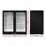 Devanti 198L Bar Fridge Dual Glass Door w/Light Black BF-E-198L-BK