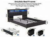 Artiss Double Bed Frame with Storage Headboard, 2 Drawers, Charging Station LED Light BFRAME-J-MAXWELL-D-BK-AB