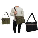 POLICE Wings Canvas Mens Messenger Business Bag w/ Laptop Computer Section in Black V563-POL-35-BLK