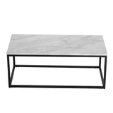 Industrial Style Marble Effect Rectangular Coffee Table V264-TAB-720C-WHE