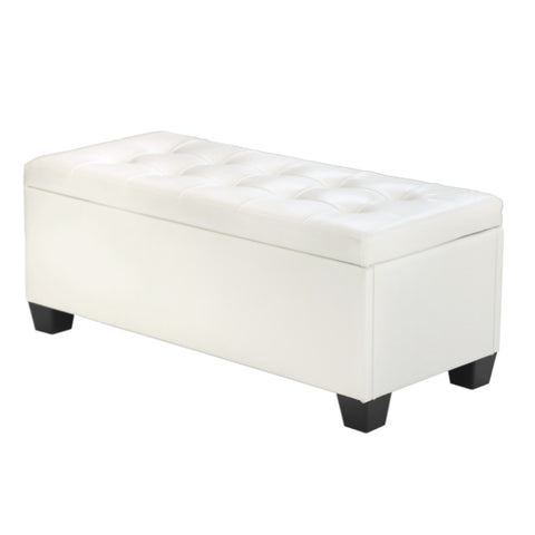 Artiss Storage Ottoman Blanket Box 97cm Leather White OTM-L2-WH