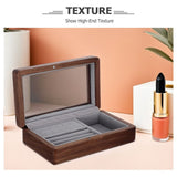 Coffee Walnut Wood Jewelry Box with Transparent Lid for Storage V1366-AZ2-W-13831