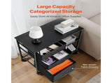 Mobile Metal File Cabinet with 3 Fabric Drawers and 2 Open Shelves Black V952-JSHXWJGJTMZWYX3KK001V0