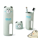 3 set Wheat Stalk Cartoon Bear Toothbrush Toothpaste Case Box, Travel Tooth Brush Cup, Travel V1192-AZ-W-14647