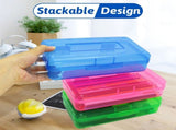 6 Pack Plastic Pencil Boxes Case Bulk Assorted Colors Capacity Box Clear with Lid Snap Closure V1192-AZ-W-23043