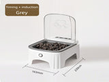 Grey and White Smart Infrared Motion Sensor Automatic Pet Feeder - 700ml Timed Auto Open Lid Food V888-ELOSUNG55266-1