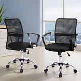 Artiss 2x Mesh Office Chair Mid Back Black OCHAIR-G-8009L-BKX2