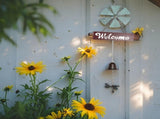 Hanging Welcome Windmill w Bell Dragonfies 88cm V637-06985WEL