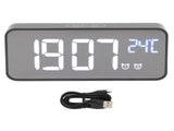 LED Mirror Digital Alarm Clock Large Screen Intelligent Brightness Adjust Snooze Function Power Off V1294-YM0703-3113230031511