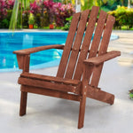 Gardeon Adirondack Outdoor Chairs Wooden Beach Chair Patio Furniture Garden Brown FF-BEACH-UF-CH-BR