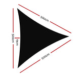 Instahut Shade Sail 5x5x5m Triangle 280GSM 98% Black Shade Cloth SAIL-DL-H-5X5X5-C-BK